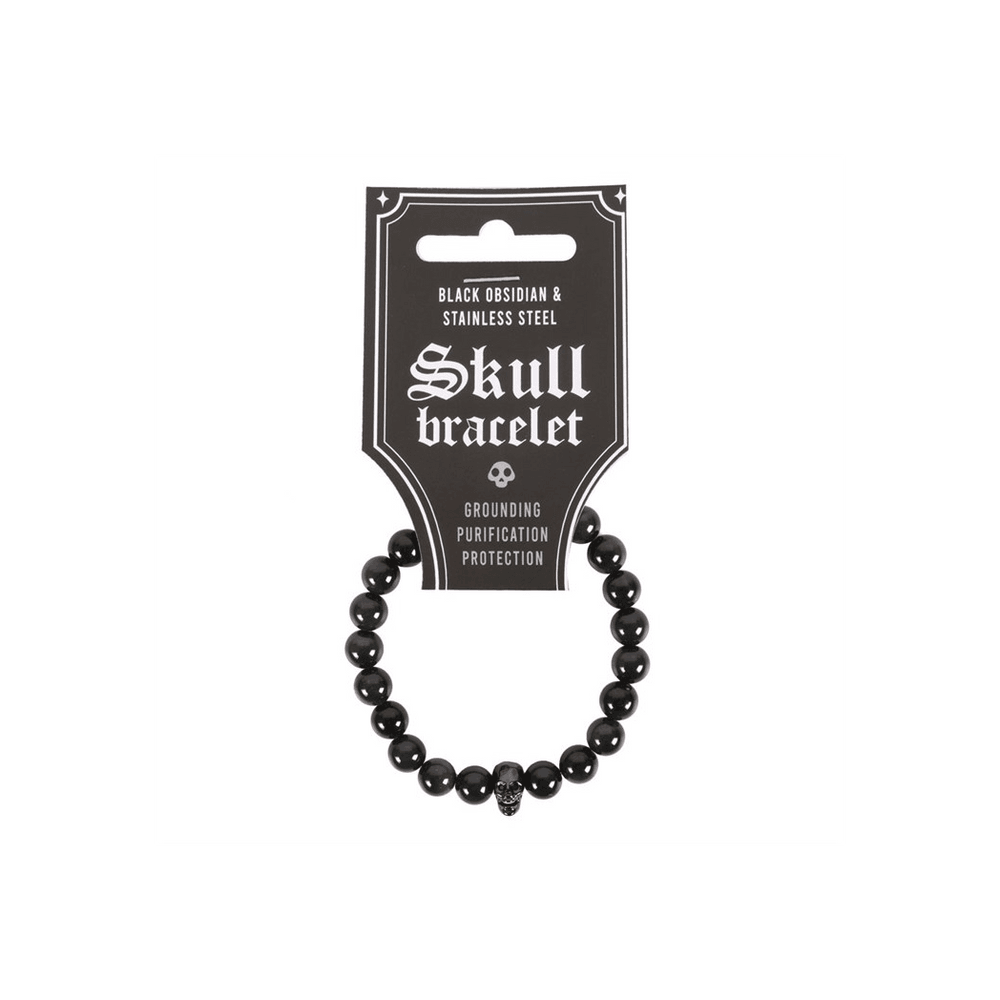 Black Obsidian Skull Bracelet - DuvetDay.co.uk