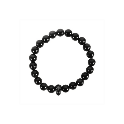 Black Obsidian Skull Bracelet - DuvetDay.co.uk