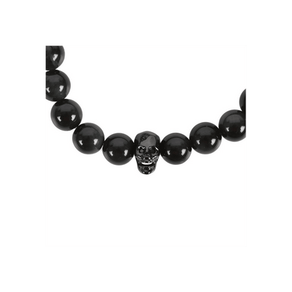 Black Obsidian Skull Bracelet - DuvetDay.co.uk
