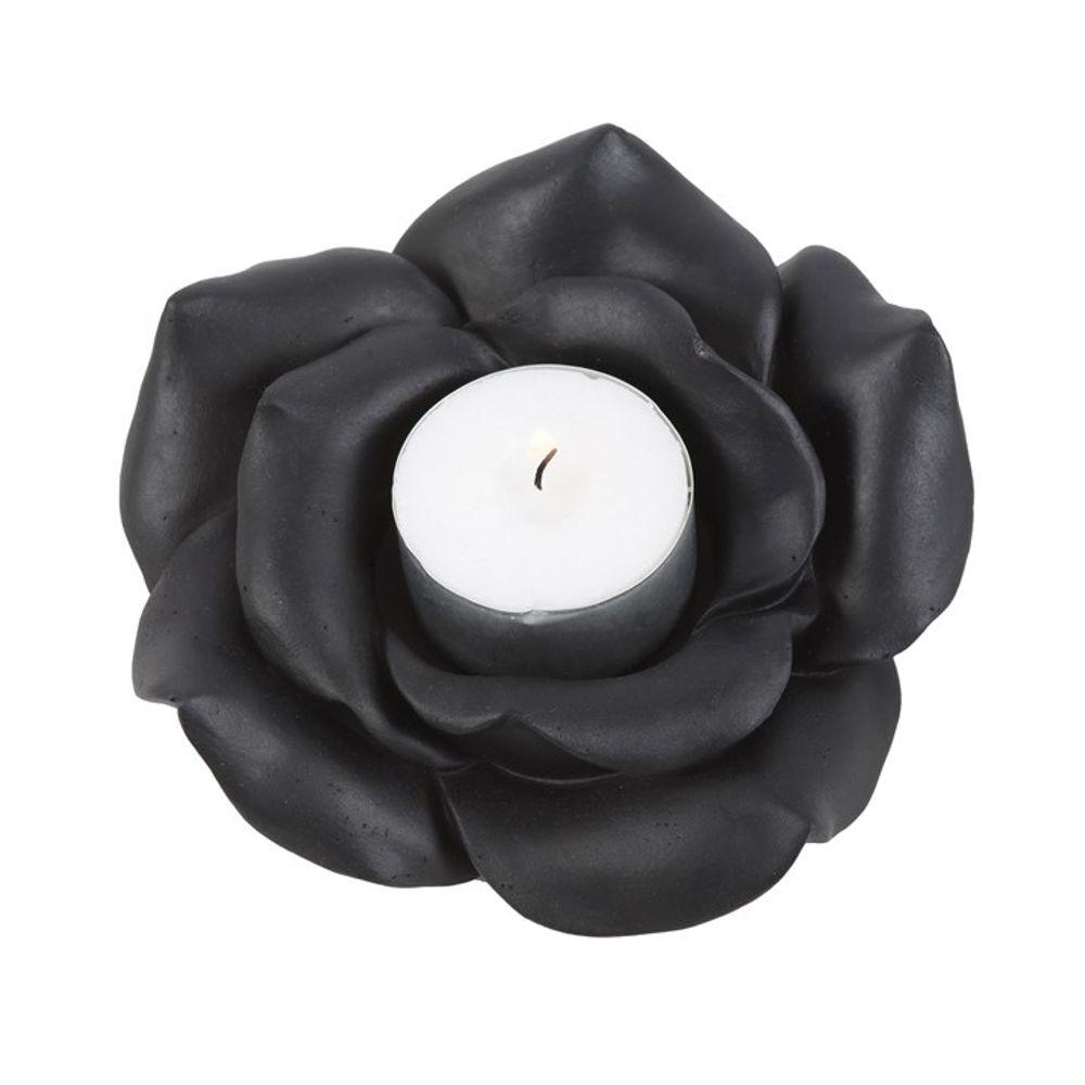 Black Rose Resin Tealight Candle Holder - DuvetDay.co.uk
