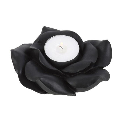 Black Rose Resin Tealight Candle Holder - DuvetDay.co.uk