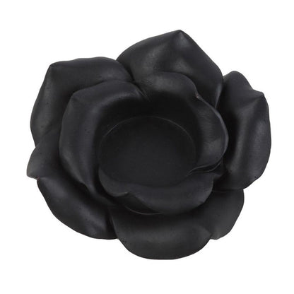 Black Rose Resin Tealight Candle Holder - DuvetDay.co.uk