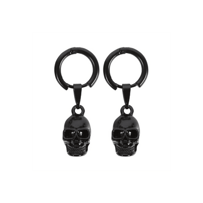 Black Stainless Steel Skull Earrings - DuvetDay.co.uk