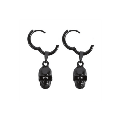 Black Stainless Steel Skull Earrings - DuvetDay.co.uk