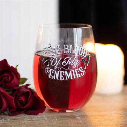 Blood Of My Enemies Stemless Wine Glass - DuvetDay.co.uk