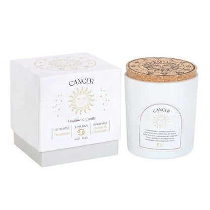 Cancer Orange & Chamomile Gemstone Zodiac Candle - DuvetDay.co.uk