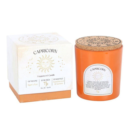 Capricorn Sandalwood & Jasmine Gemstone Zodiac Candle - DuvetDay.co.uk