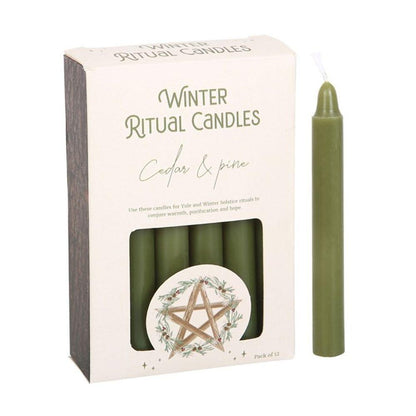 Cedar & Pine Winter Ritual Spell Candles - DuvetDay.co.uk