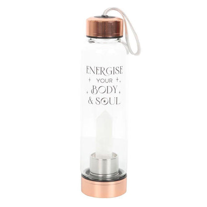 Clear Quartz Body and Soul Glass Water Bottle - DuvetDay.co.uk