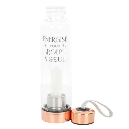 Clear Quartz Body and Soul Glass Water Bottle - DuvetDay.co.uk