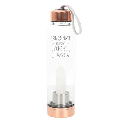 Clear Quartz Body and Soul Glass Water Bottle - DuvetDay.co.uk
