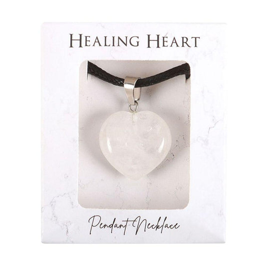 Clear Quartz Healing Crystal Heart Necklace - DuvetDay.co.uk
