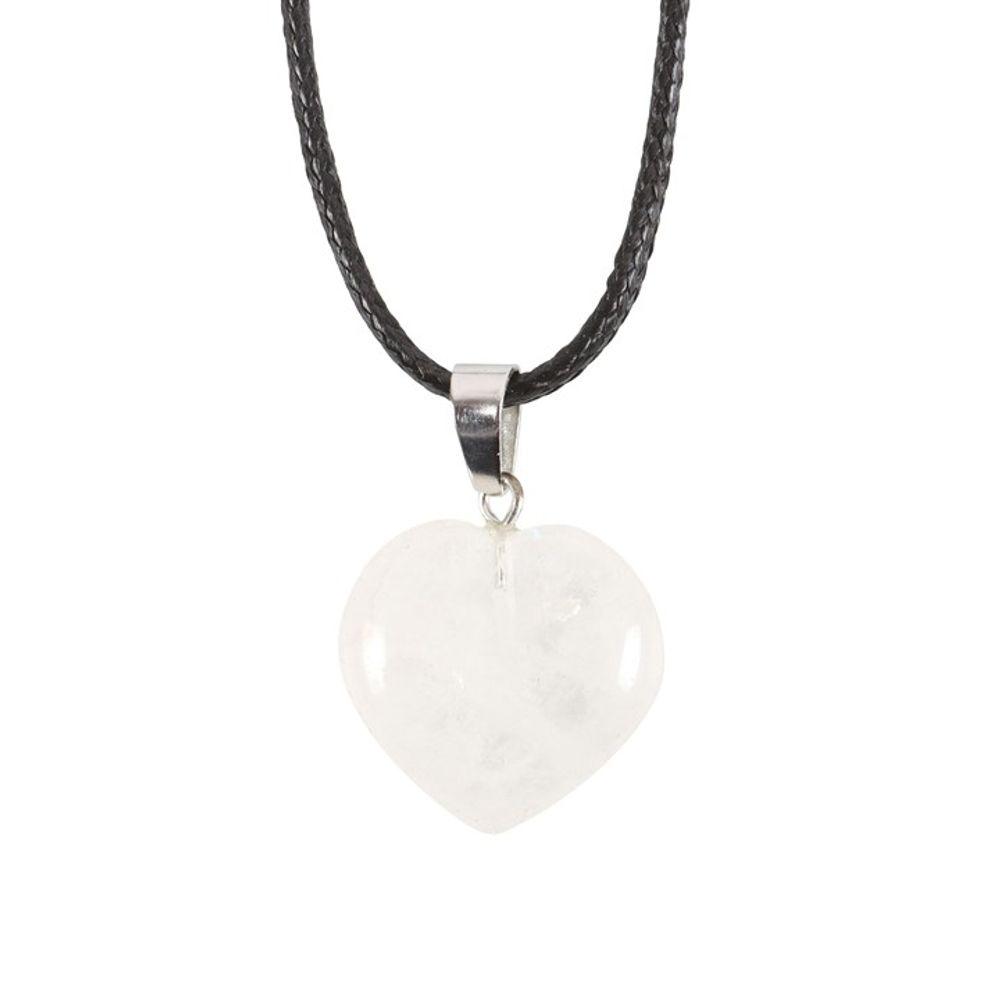 Clear Quartz Healing Crystal Heart Necklace - DuvetDay.co.uk
