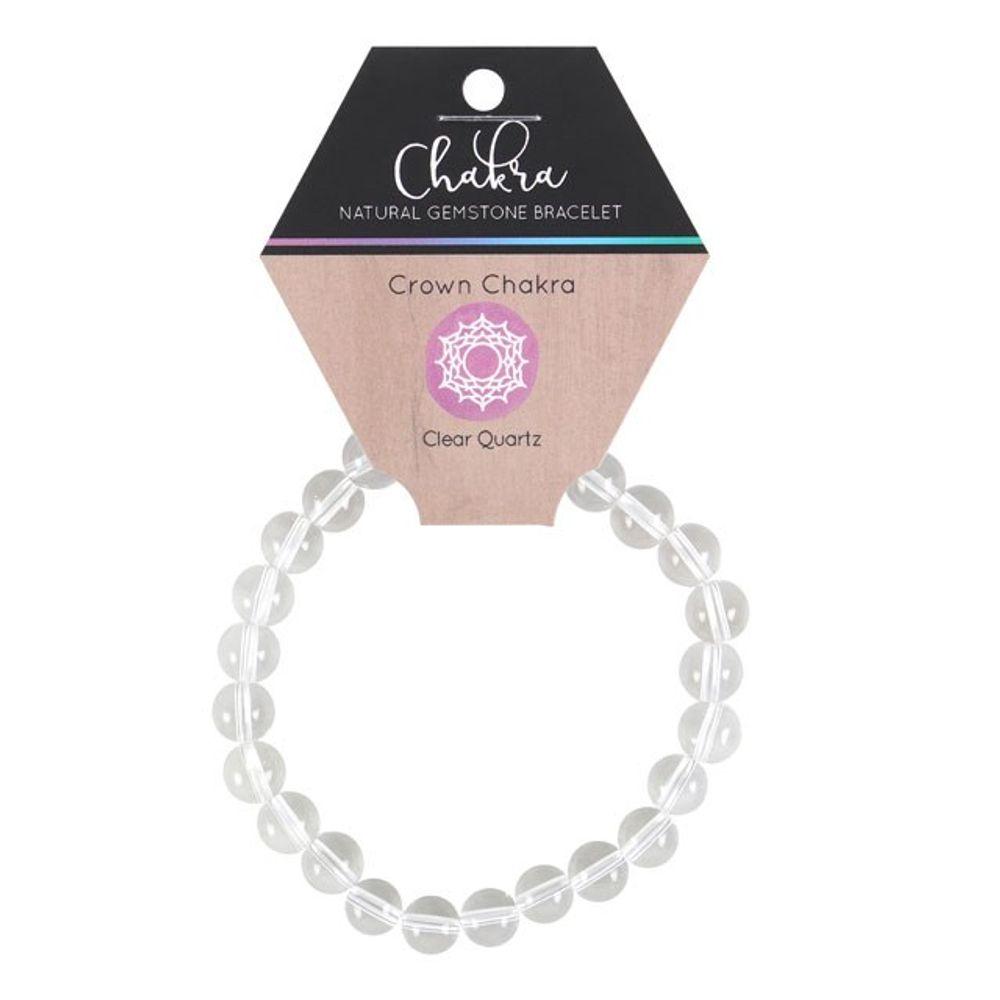 Crown Chakra Clear Quartz Gemstone Bracelet - DuvetDay.co.uk