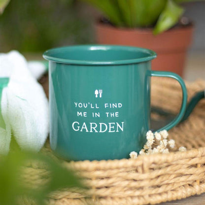 Find Me in the Garden Enamel Mug - DuvetDay.co.uk