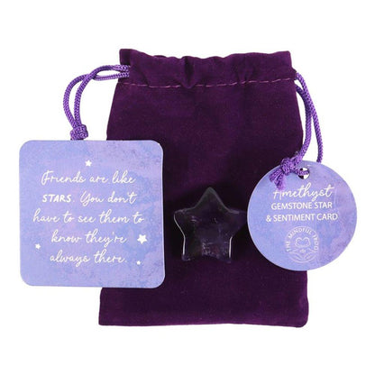 Friends Are Like Stars Lucky Amethyst Crystal Star in a Bag - DuvetDay.co.uk