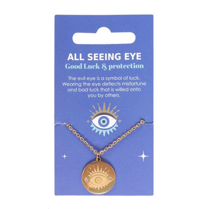 Gold Toned All Seeing Eye Necklace - DuvetDay.co.uk