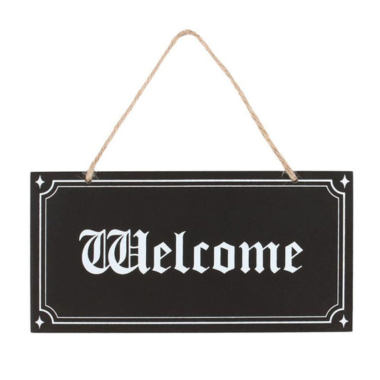 Gothic Welcome Hanging Sign - DuvetDay.co.uk