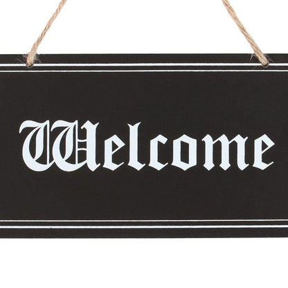 Gothic Welcome Hanging Sign - DuvetDay.co.uk
