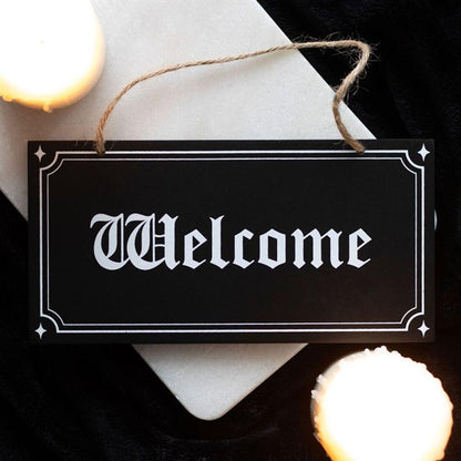 Gothic Welcome Hanging Sign - DuvetDay.co.uk