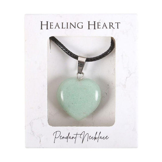 Green Adventurine Healing Crystal Heart Necklace - DuvetDay.co.uk