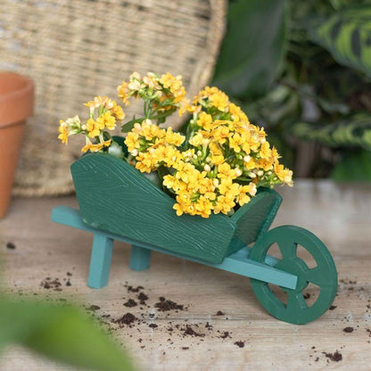 Green Resin Wheelbarrow Planter - DuvetDay.co.uk