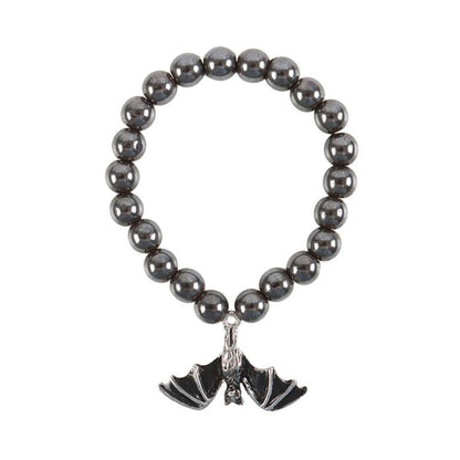 Hanging Bat Hematite Charm Bracelet - DuvetDay.co.uk
