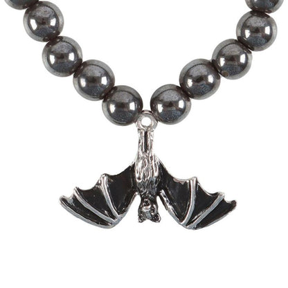 Hanging Bat Hematite Charm Bracelet - DuvetDay.co.uk