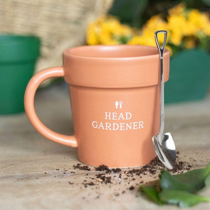 Head Gardener Ceramic Plant Pot Mug and Spoon - DuvetDay.co.uk