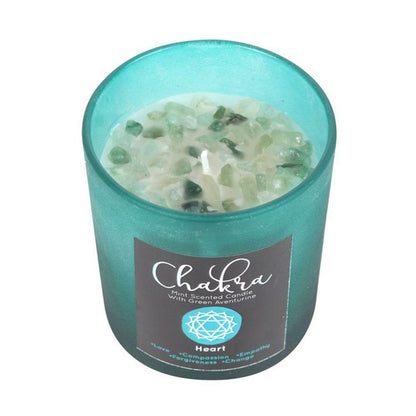 Heart Chakra Mint Crystal Chip Candle - DuvetDay.co.uk