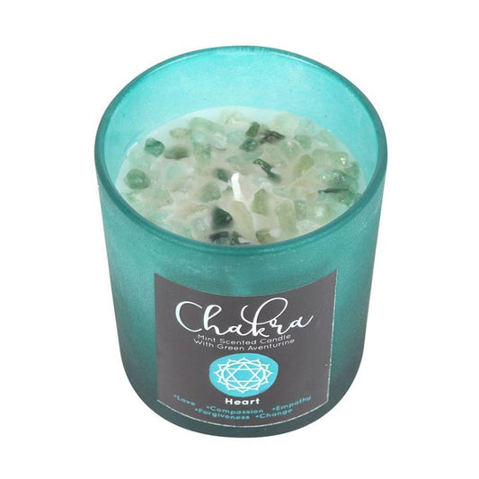 Heart Chakra Mint Crystal Chip Candle - DuvetDay.co.uk
