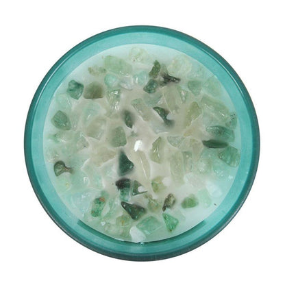 Heart Chakra Mint Crystal Chip Candle - DuvetDay.co.uk