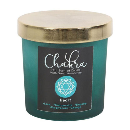 Heart Chakra Mint Crystal Chip Candle - DuvetDay.co.uk