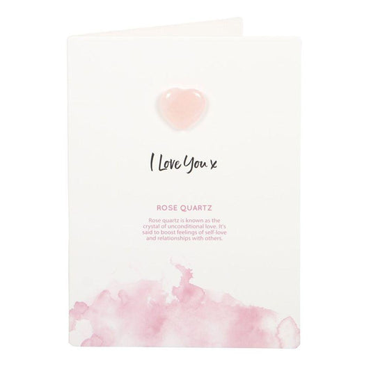 I Love You Rose Quartz Crystal Heart Greeting Card - DuvetDay.co.uk