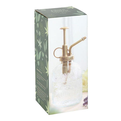 Large Leaf Print Glass Plant Mister - DuvetDay.co.uk