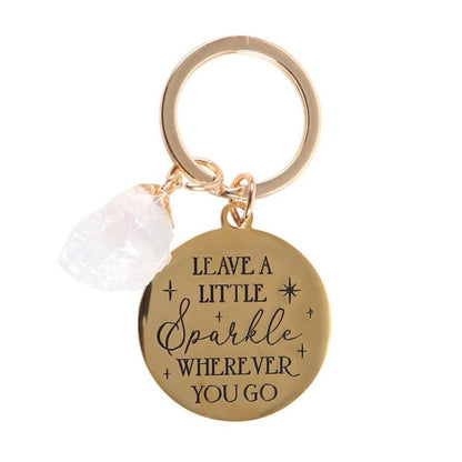 Leave a Little Sparkle Clear Quartz Crystal Keyring - DuvetDay.co.uk