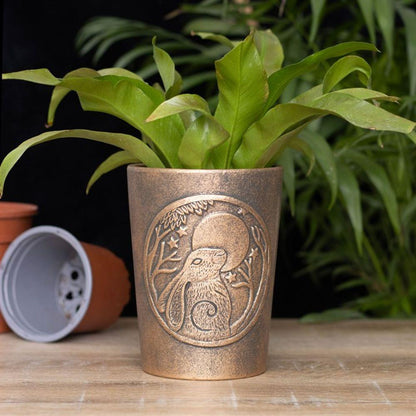 Moon Gazing Hare Bronze Terracotta Plant Pot by Lisa Parker - DuvetDay.co.uk