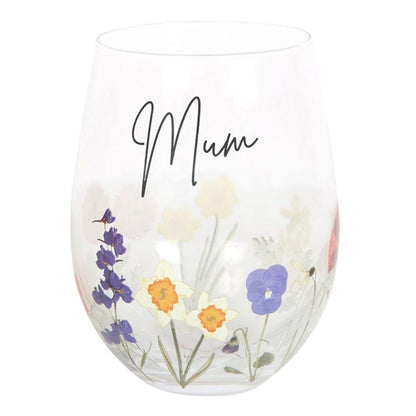 Mum Wildflower Stemless Glass - DuvetDay.co.uk