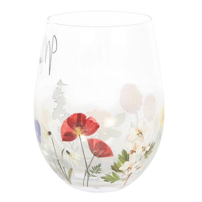 Mum Wildflower Stemless Glass - DuvetDay.co.uk
