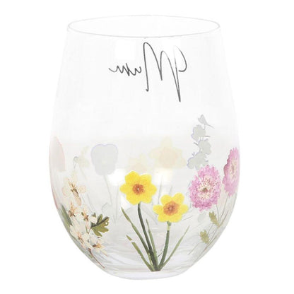 Mum Wildflower Stemless Glass - DuvetDay.co.uk