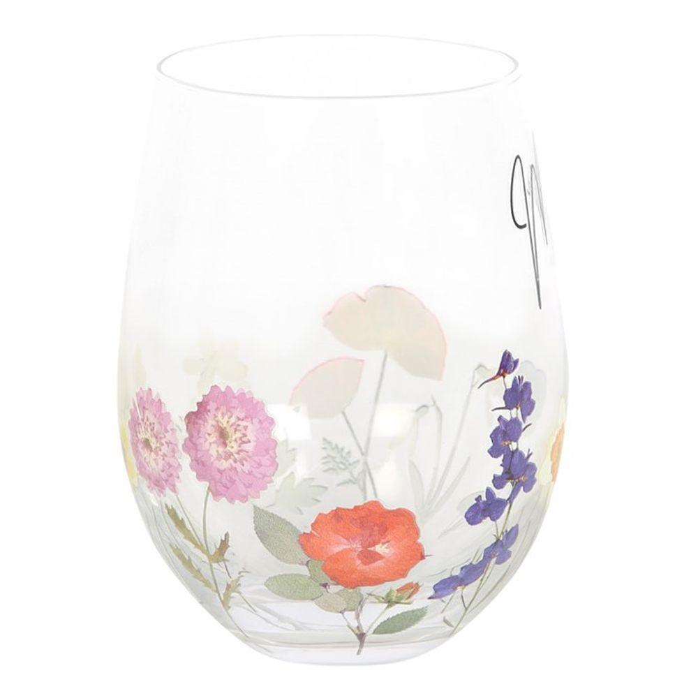 Mum Wildflower Stemless Glass - DuvetDay.co.uk