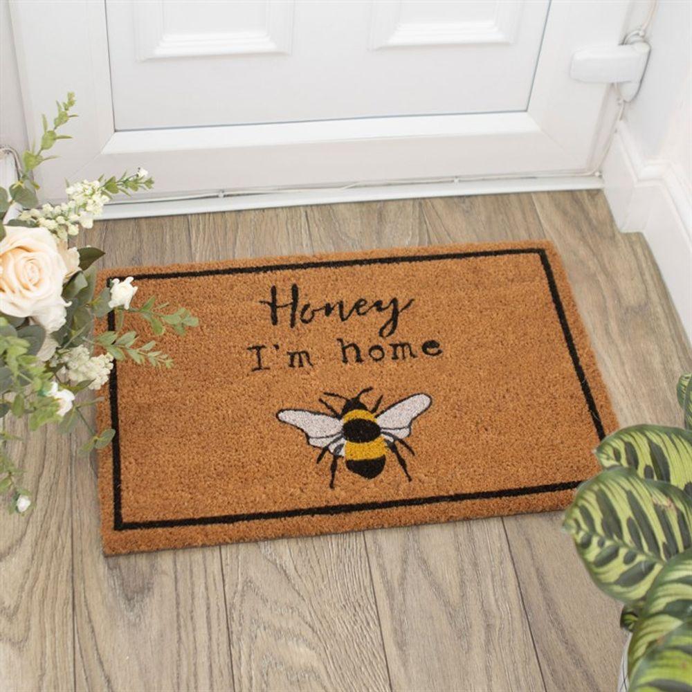 Natural Honey I’m Home Bee Doormat - DuvetDay.co.uk