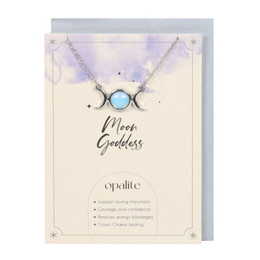 Opalite Triple Moon Necklace Card - DuvetDay.co.uk