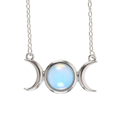 Opalite Triple Moon Necklace Card - DuvetDay.co.uk
