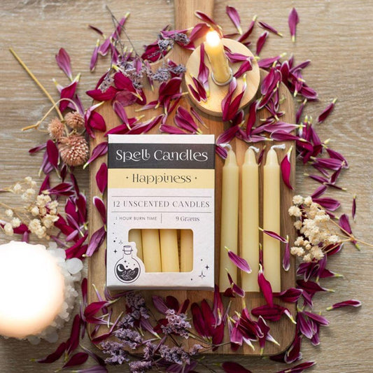 Pack of 12 Happiness Spell Candles - DuvetDay.co.uk