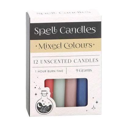 Pack of 12 Mixed Colour Spell Candles - DuvetDay.co.uk