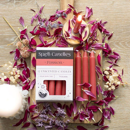 Pack of 12 Passion Spell Candles - DuvetDay.co.uk