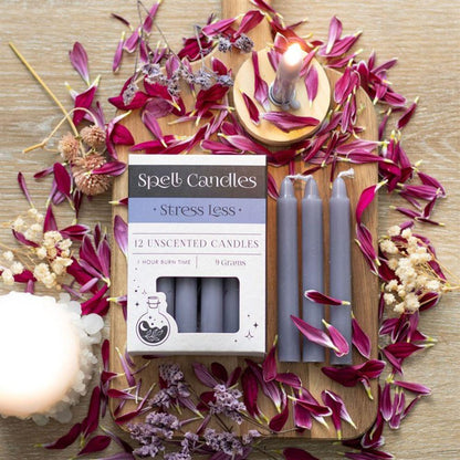 Pack of 12 Stress Less Spell Candles - DuvetDay.co.uk