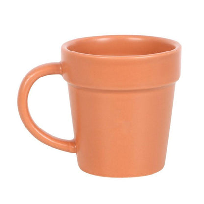 Plain Plant Pot Ceramic Mug and Shovel Spoon - DuvetDay.co.uk