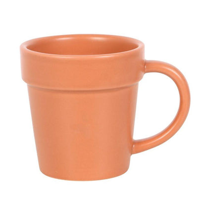 Plain Plant Pot Ceramic Mug and Shovel Spoon - DuvetDay.co.uk